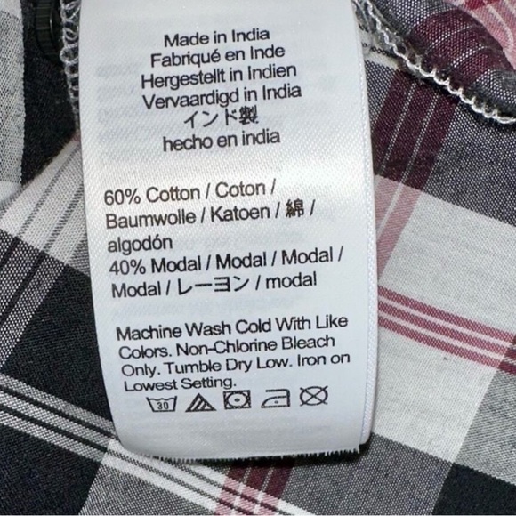 NWT J. Crew Friday Plaid V-Neck Pullover Blouse SZ M Black White & Pink Back Tie - Picture 4 of 15